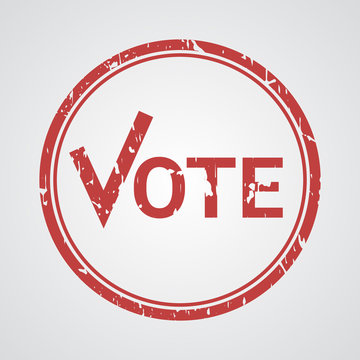 Vote red grunge round vintage rubber stamp with word vote writte