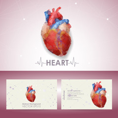Icon heart science design element template with business card - 118636415