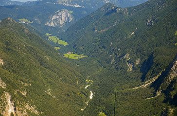 Logar valley, view from Kamnik saddle in Slovenia