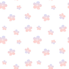 cute lovely romantic pink blue gradient flowers seamless pattern background illustration

