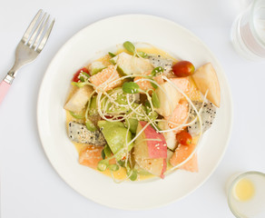Fruit Salad and dressing on top