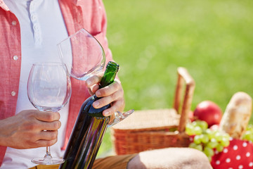 Two glasses and the bottle of wine