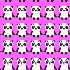 Naklejka premium Seamless pattern with panda bear vector illustration
