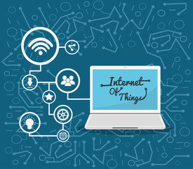 laptop internet of things technology digital app appliances icon set. Flat illustration. Vector illustration
