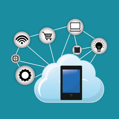smartphone cloud internet of things technology digital app appliances icon set. Flat illustration. Vector illustration