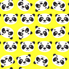 Fototapeta premium Seamless pattern with panda bear vector illustration