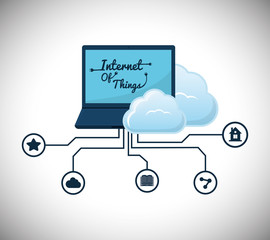 laptop cloud internet of things technology digital app appliances icon set. Flat illustration. Vector illustration