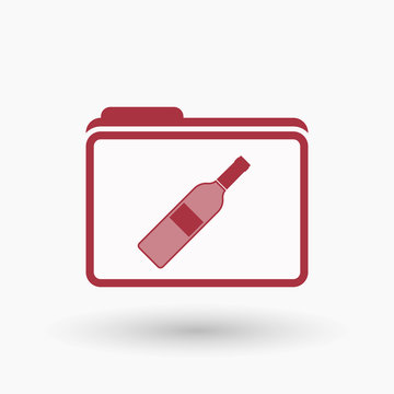 Isolated  line art  folder icon with a bottle of wine