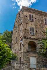 Fototapeta na wymiar Typical building architecture in Corte in Corsica