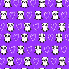 Seamless pattern with panda bear vector illustration