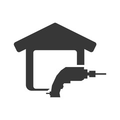drill tool house home repair construction silhouette icon. Flat and Isolated design. Vector illustration