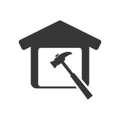 hammer tool house home repair construction silhouette icon. Flat and Isolated design. Vector illustration