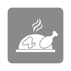 flat design whole turkey or chicken icon vector illustration