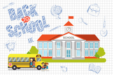 Fototapeta premium Back to school background with kids