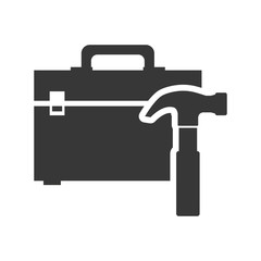 hammer tool kit box repair construction silhouette icon. Flat and Isolated design. Vector illustration