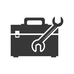 wrench tool kit box repair construction silhouette icon. Flat and Isolated design. Vector illustration