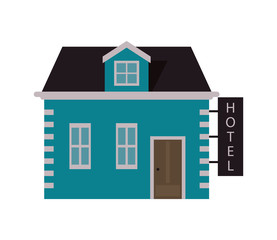 flat design pretty house hotel icon vector illustration