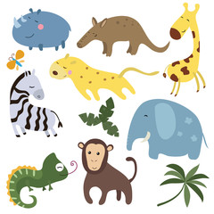 Obraz na płótnie Canvas Vector set of different african animals
