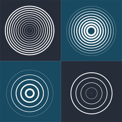 Radar screen concentric circle element set. Sound wave. Circle spin target. Radio station signal.