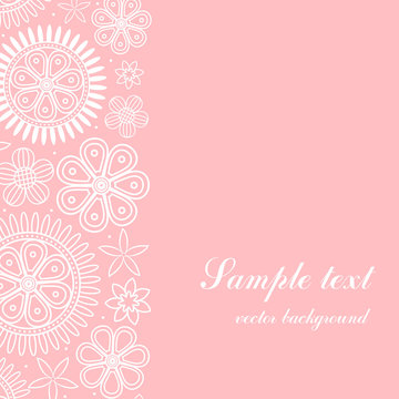 Pink background with vertical floral frame