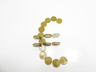 Euro symbol build from coins
