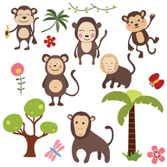Set funny monkeys
