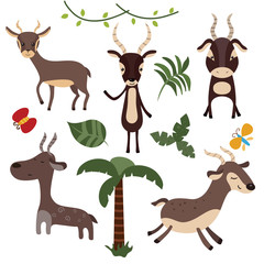 Set funny antelope