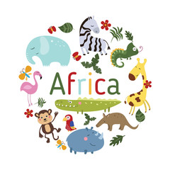 Obraz na płótnie Canvas Vector set of different african animals