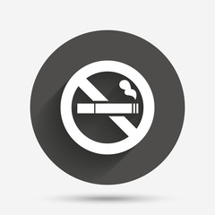 No Smoking sign icon. Cigarette symbol.