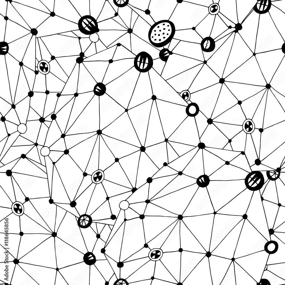 Poster abstract seamless graphic background with connected line and dot