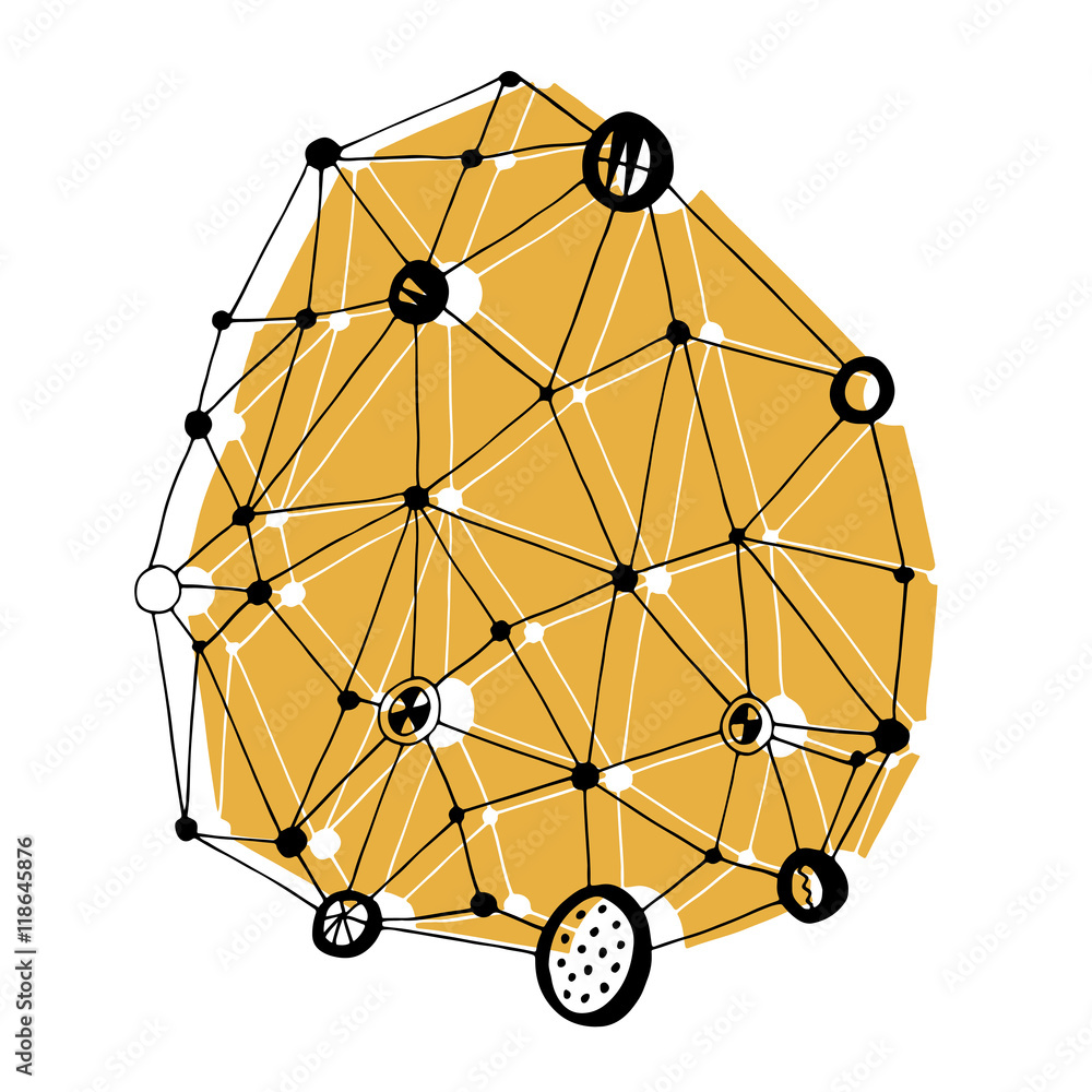 Poster abstract graphic design element with connected line and dots, ve