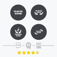 Prayer room icons. Religion priest symbols.