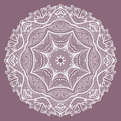 Round decorative ornament, color floral pattern, vector illustration