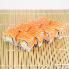 Isolated sushi / rolls.