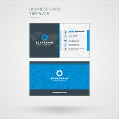 Business Card Print Template. Personal Visiting Card with Company Logo. Clean Flat Design. Vector Illustration