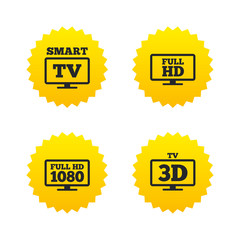 Smart TV mode icon. 3D Television symbol.