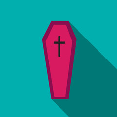 Obraz premium Coffin icon in flat style with long shadow. Death symbol