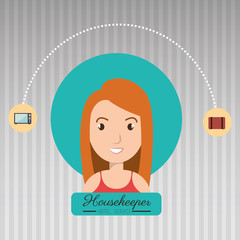 housekeeper woman service icon vector illustration design