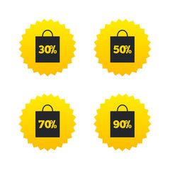 Sale bag tag icons. Discount symbols.