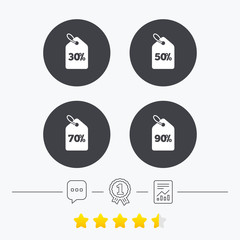 Sale price tag icons. Discount symbols.