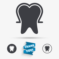 Tooth enamel protection sign icon. Dental care symbol.