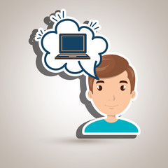 woman technology bublle speak vector illustration design