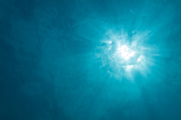 Fototapeta na wymiar Uderwater Sunlight Background with Rays