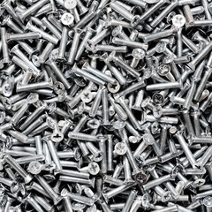 A lot of bolts and screws fasteners