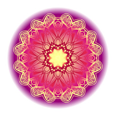 Round decorative tracery in oriental style ornament. Hand drawn colorful vector pattern on white background.