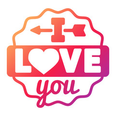 I love You vector logo badge