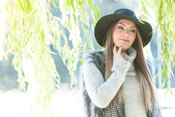 Portrait of beauty woman outdoors