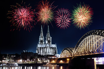 Fototapeta premium Köln Feuerwerk
