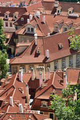 Tile roofs of the old city Prague