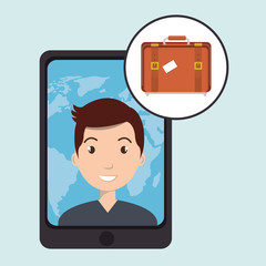 man smartphone travel vector illustration  eps 10 design